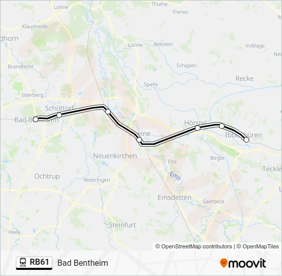 Поезд RB61: карта маршрута