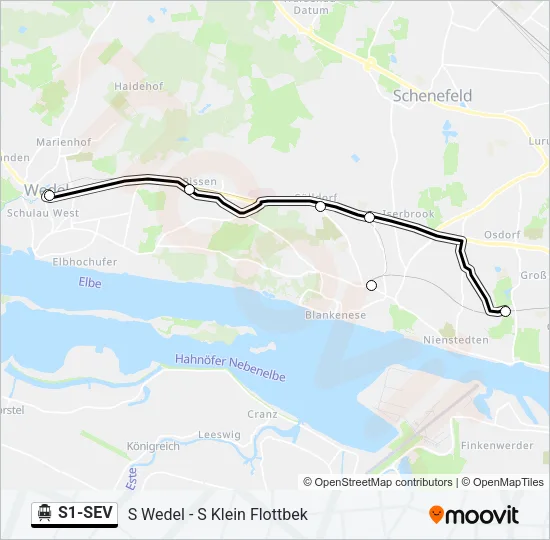 S-Bahn S1-SEV: карта маршрута