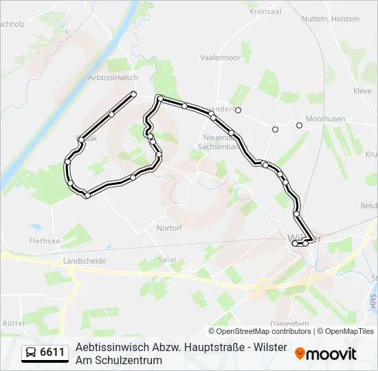 Автобус 6611: карта маршрута