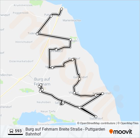 593 bus Line Map