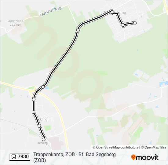 Автобус 7930: карта маршрута