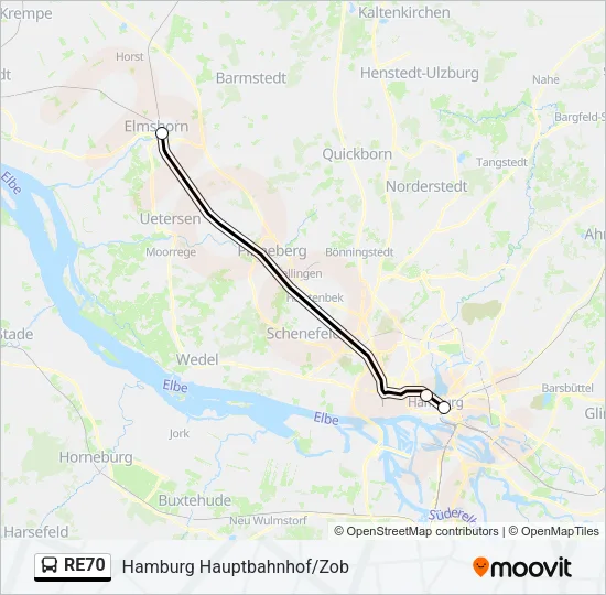 RE70 Bus Line Map