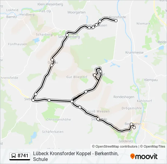 Автобус 8741: карта маршрута