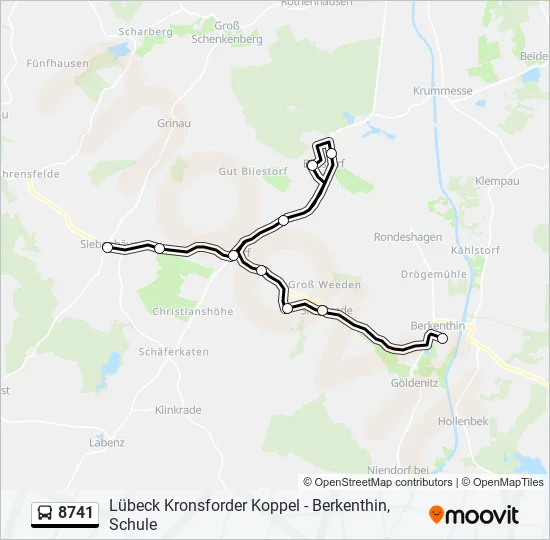 Автобус 8741: карта маршрута
