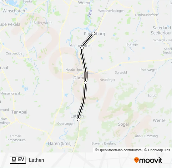 Поезд EV: карта маршрута