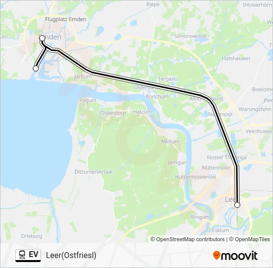 Поезд EV: карта маршрута