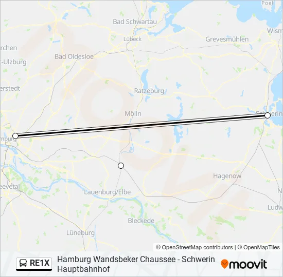 RE1X Bus Line Map