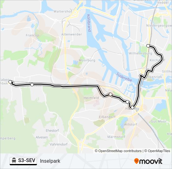 S-Bahn S3-SEV: карта маршрута