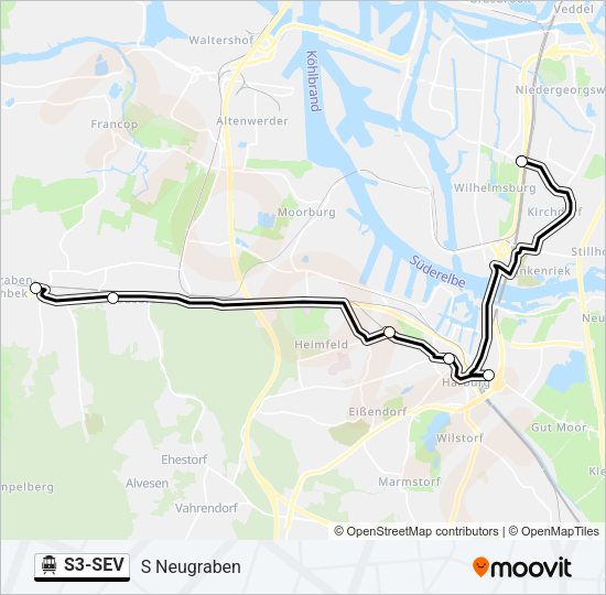S-Bahn S3-SEV: карта маршрута