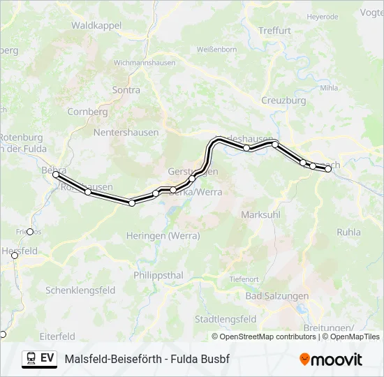 Поезд EV: карта маршрута