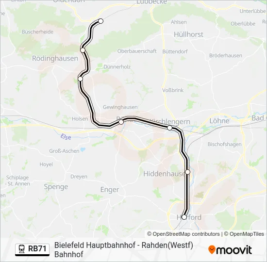 Поезд RB71: карта маршрута