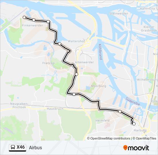 X46 bus Line Map