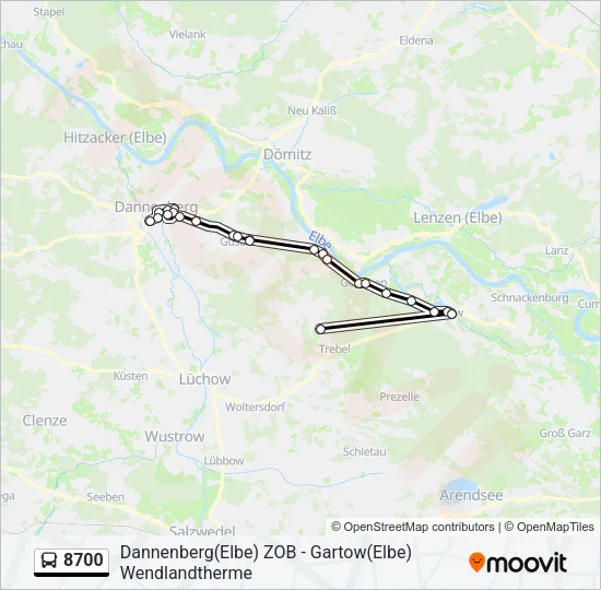 Автобус 8700: карта маршрута