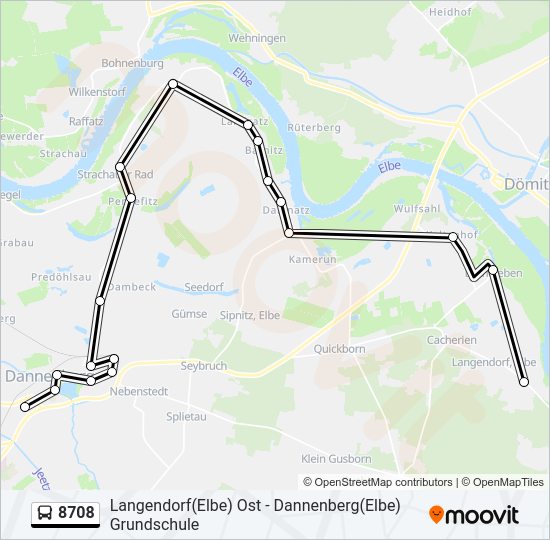 Автобус 8708: карта маршрута