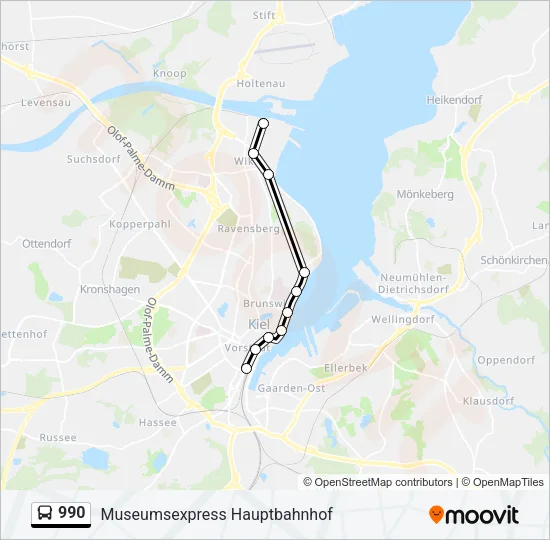 Автобус 990: карта маршрута