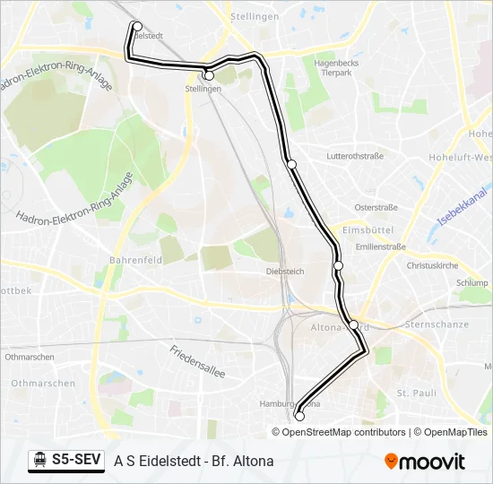 S-Bahn S5-SEV: карта маршрута