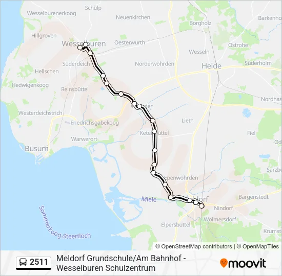 Автобус 2511: карта маршрута