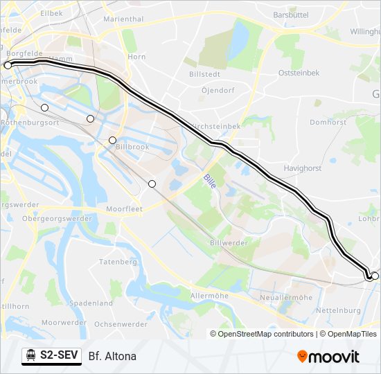 S-Bahn S2-SEV: карта маршрута