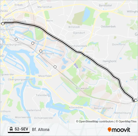 S-Bahn S2-SEV: карта маршрута