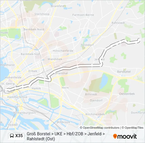 X35 Bus Line Map