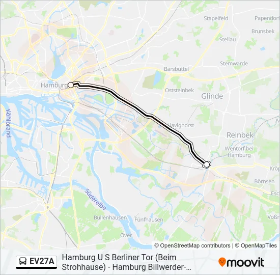 Автобус EV27A: карта маршрута