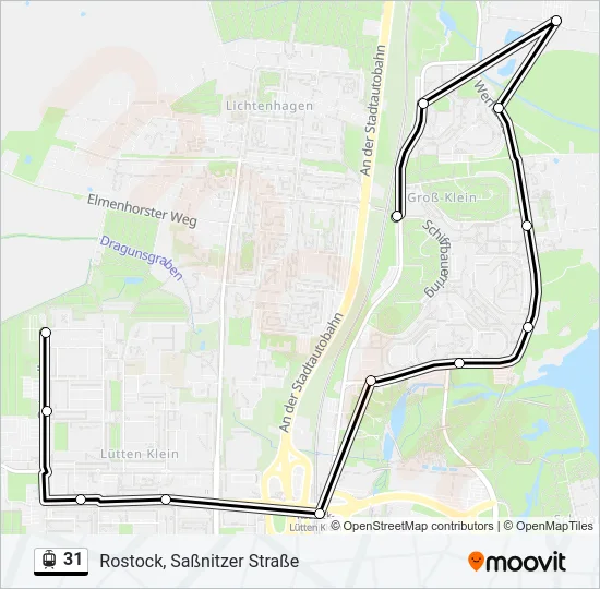 Трамвай 31: карта маршрута