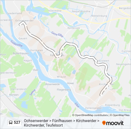 Автобус 527: карта маршрута