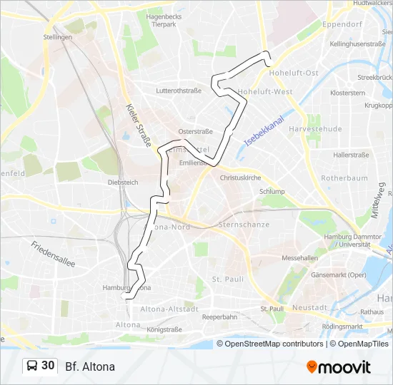 Автобус 30: карта маршрута