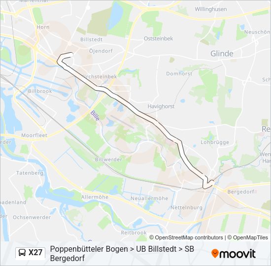 Автобус X27: карта маршрута
