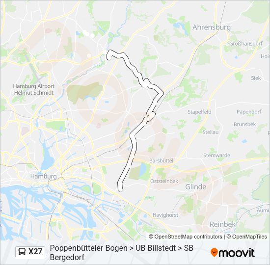 Автобус X27: карта маршрута