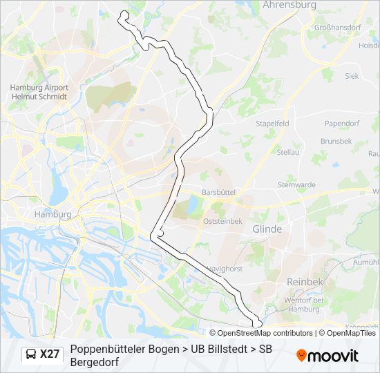Автобус X27: карта маршрута