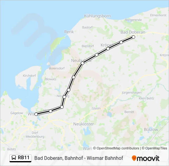 Автобус RB11: карта маршрута
