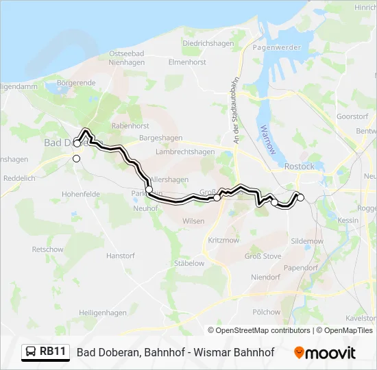 Автобус RB11: карта маршрута