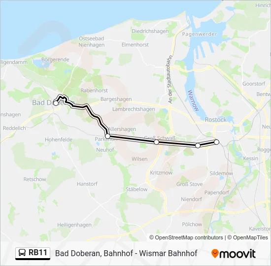 Автобус RB11: карта маршрута