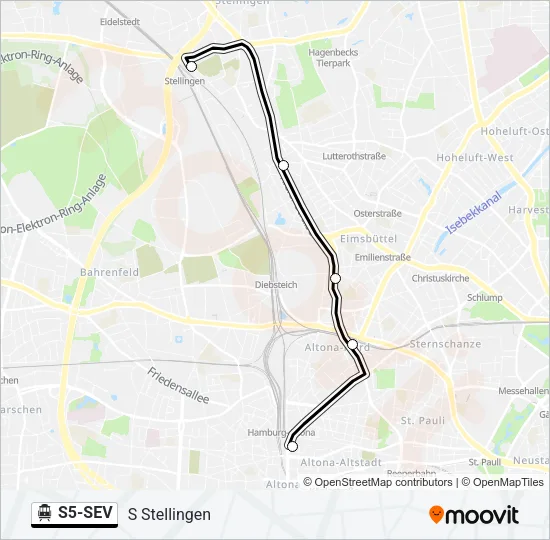 S-Bahn S5-SEV: карта маршрута