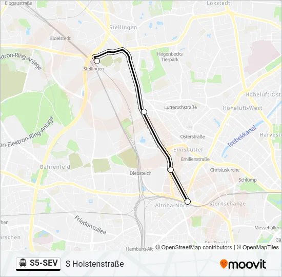 S-Bahn S5-SEV: карта маршрута