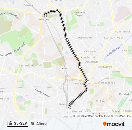 S-Bahn S5-SEV: карта маршрута