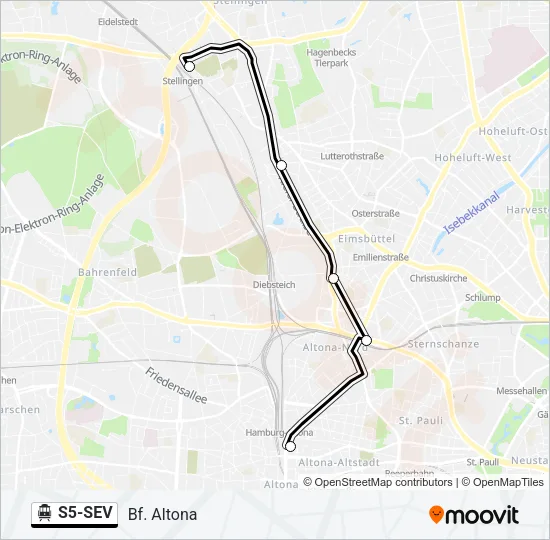 S-Bahn S5-SEV: карта маршрута