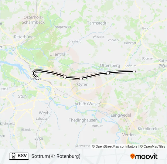 Поезд BSV: карта маршрута