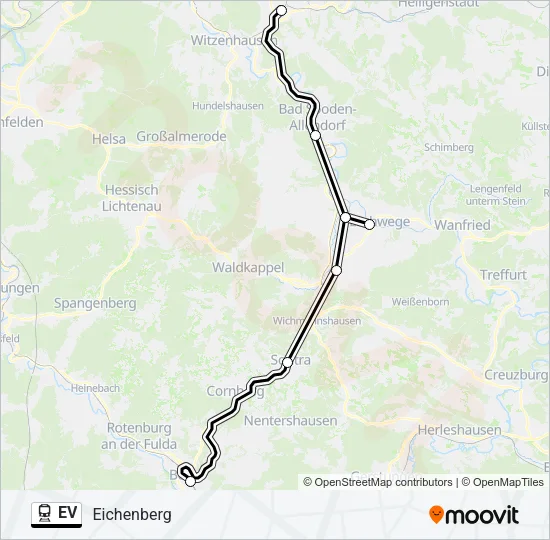Поезд EV: карта маршрута