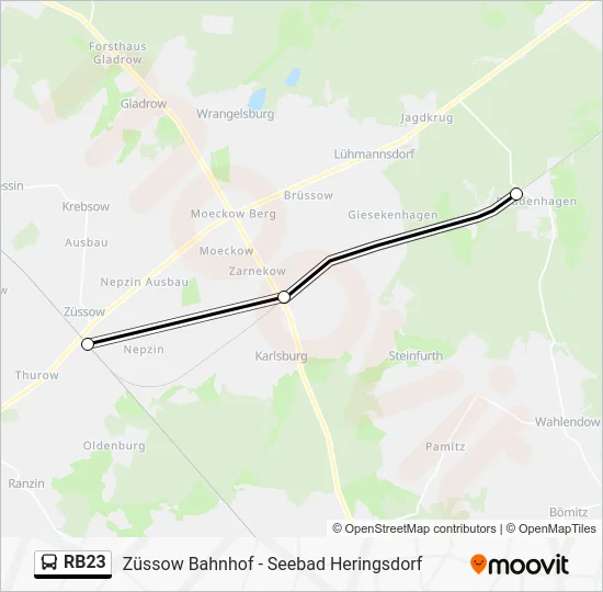 Автобус RB23: карта маршрута
