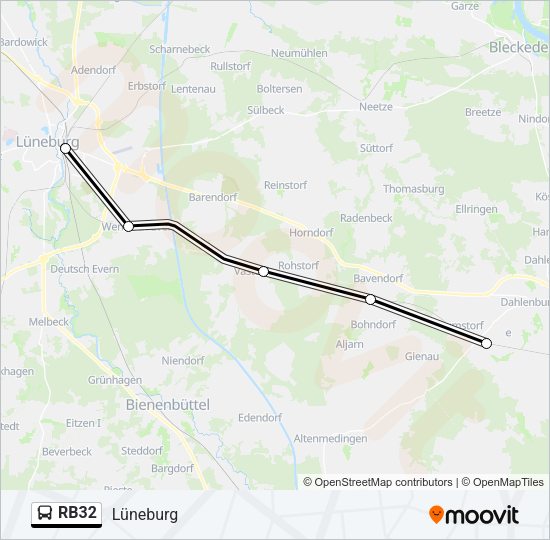 Автобус RB32: карта маршрута