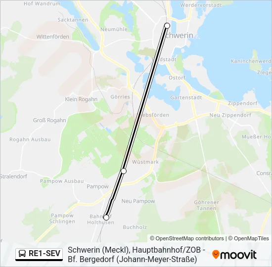 RE1-SEV Bus Line Map