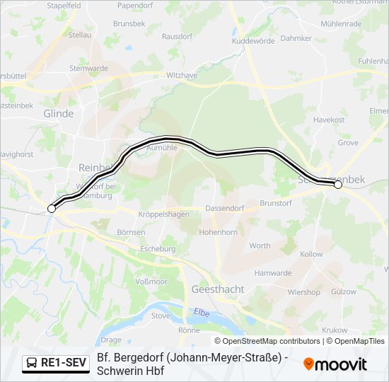 Автобус RE1-SEV: карта маршрута