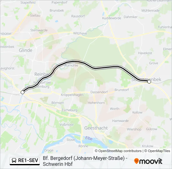 RE1-SEV Bus Line Map