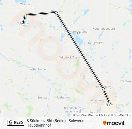 Поезд RE85: карта маршрута