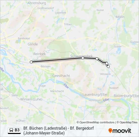 Автобус B3: карта маршрута