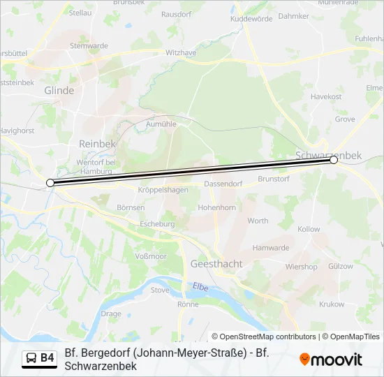 Автобус B4: карта маршрута