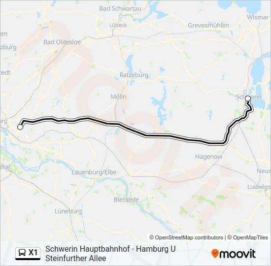 X1 Bus Line Map