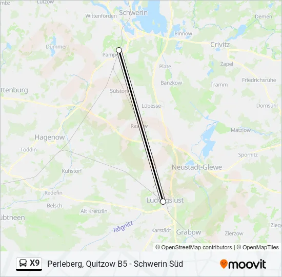X9 Bus Line Map